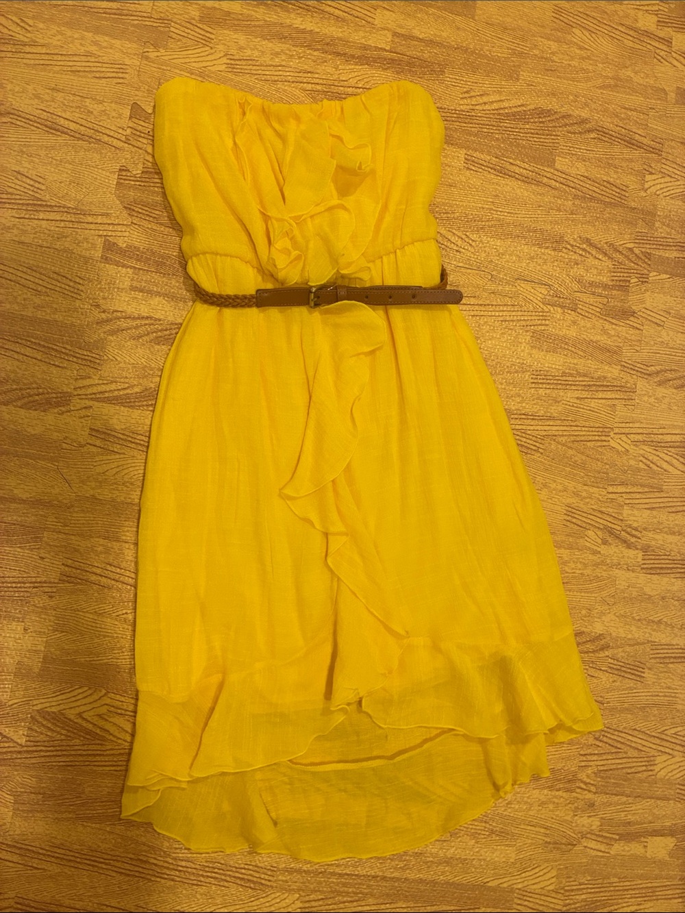 BCX Yellow Strapless Ruffle Dress - Picture 2 of 5